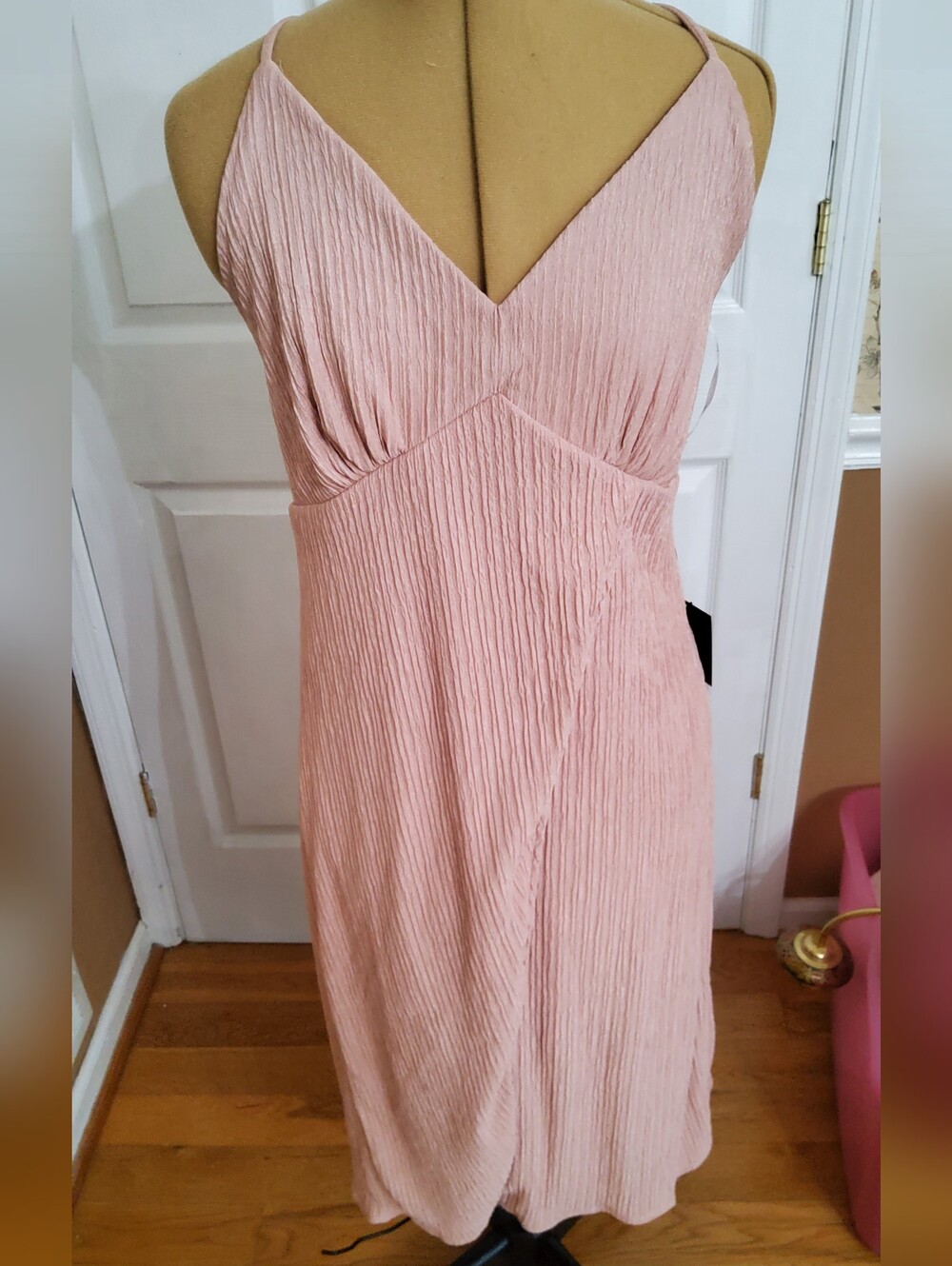 Lulus View and I Mauve Pink Tie-Back Faux-Wrap Midi Dress – Size XL – NWT